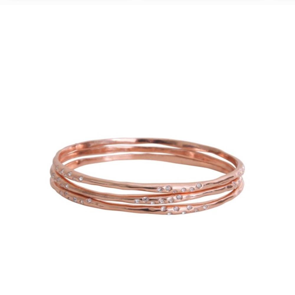 Stella & Dot | Dainty Rose Gold Bangle Bracelet 🥀⚜️Rhea Rose Gold Bangles - Picture 2 of 5